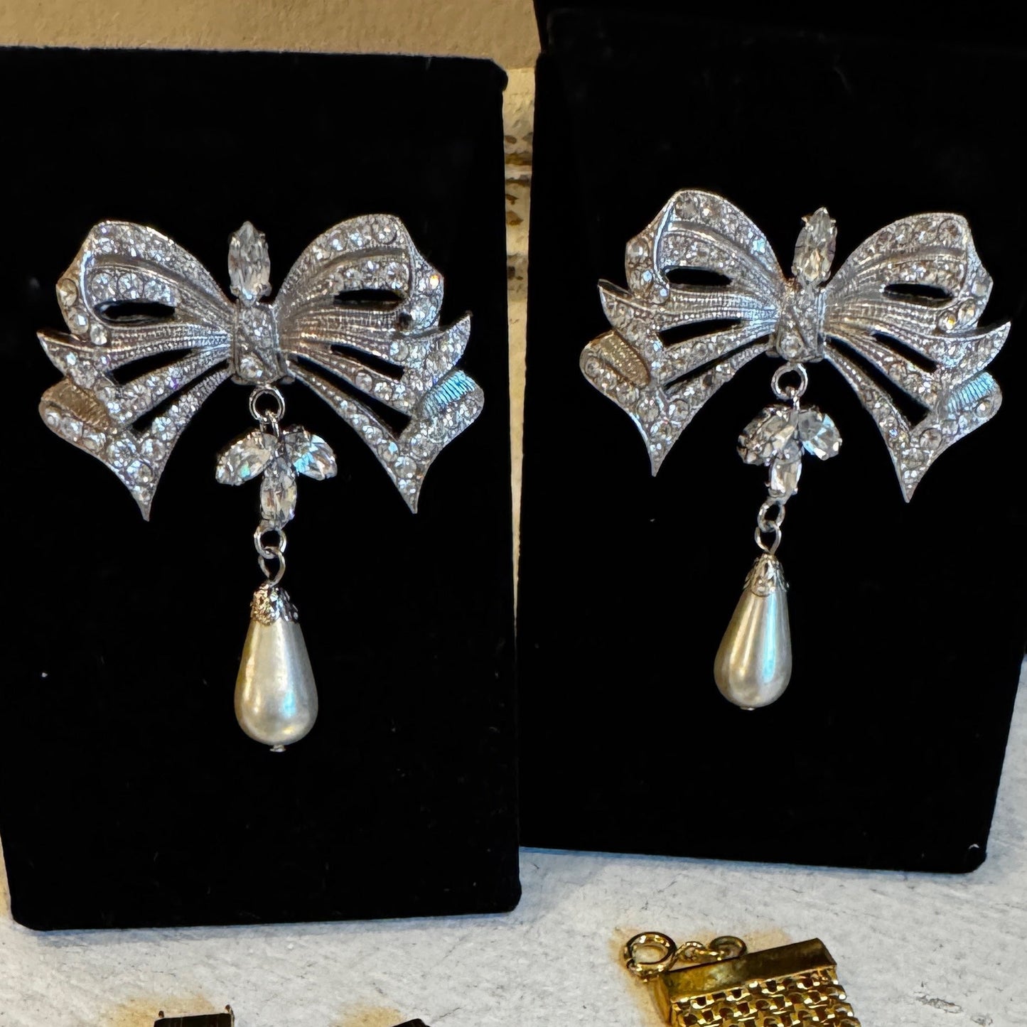 Rhinestone Bow Earrings