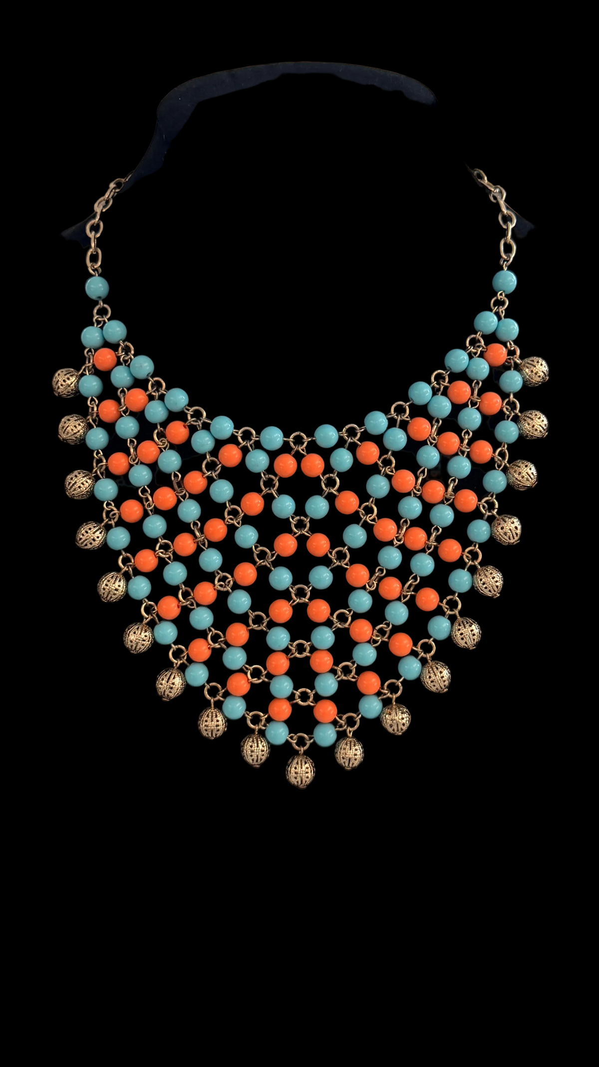 Graziano Turquoise & Coral Bib Necklace