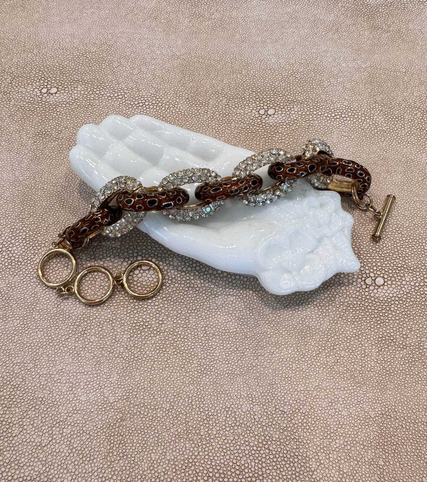 Animal Print Pave Rhinestone Link Bracelet