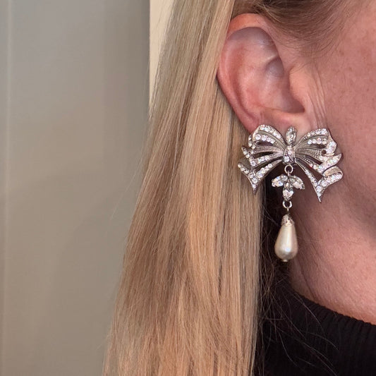 Rhinestone Bow Earrings