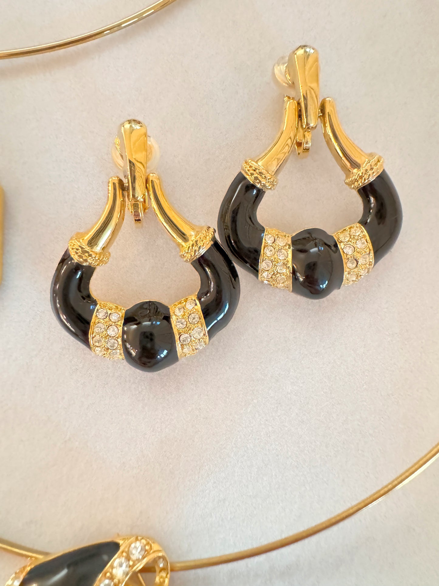 Black Enamel Dangle Earrings