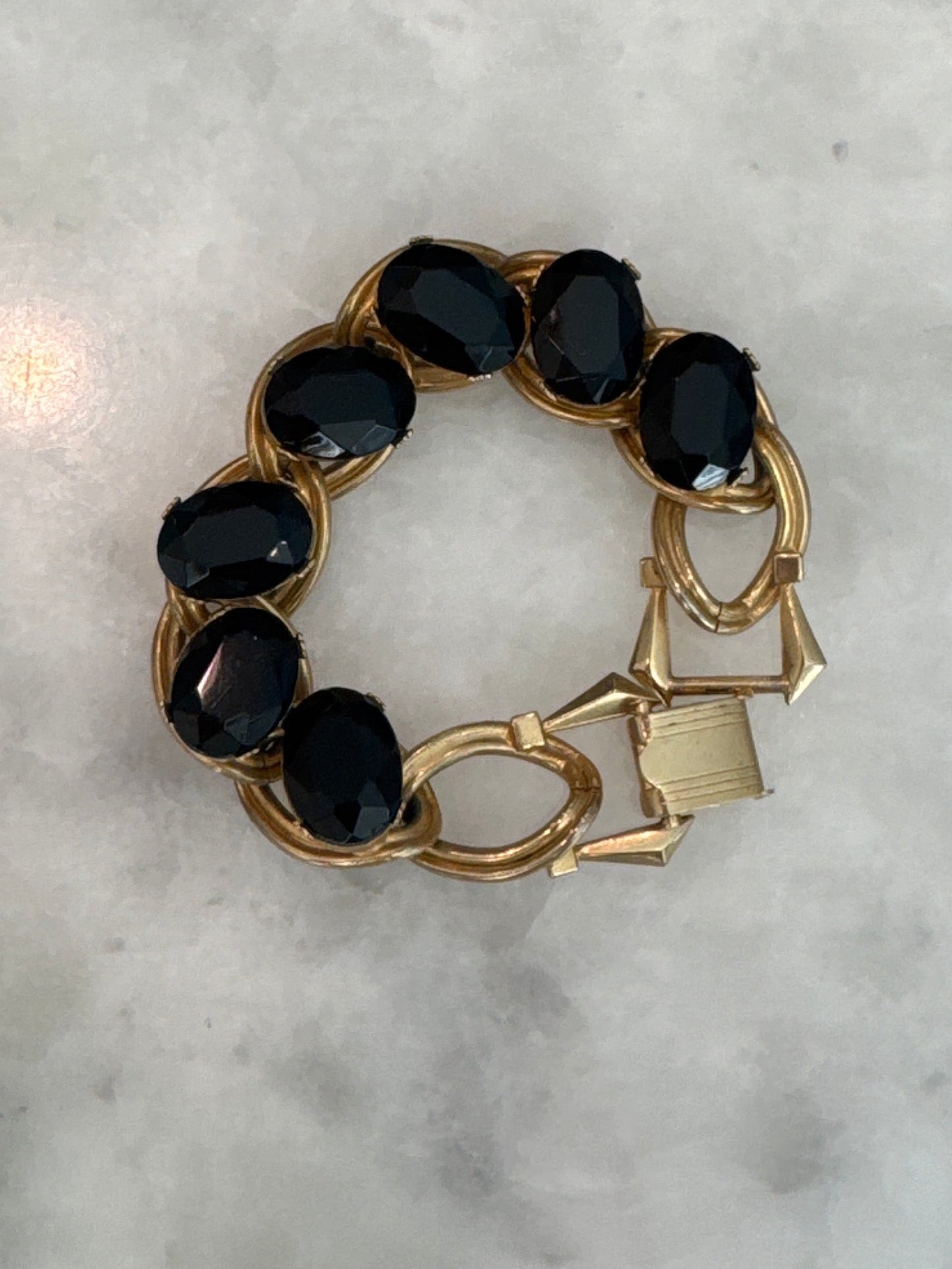 Black Glass Kafin Style Bracelet