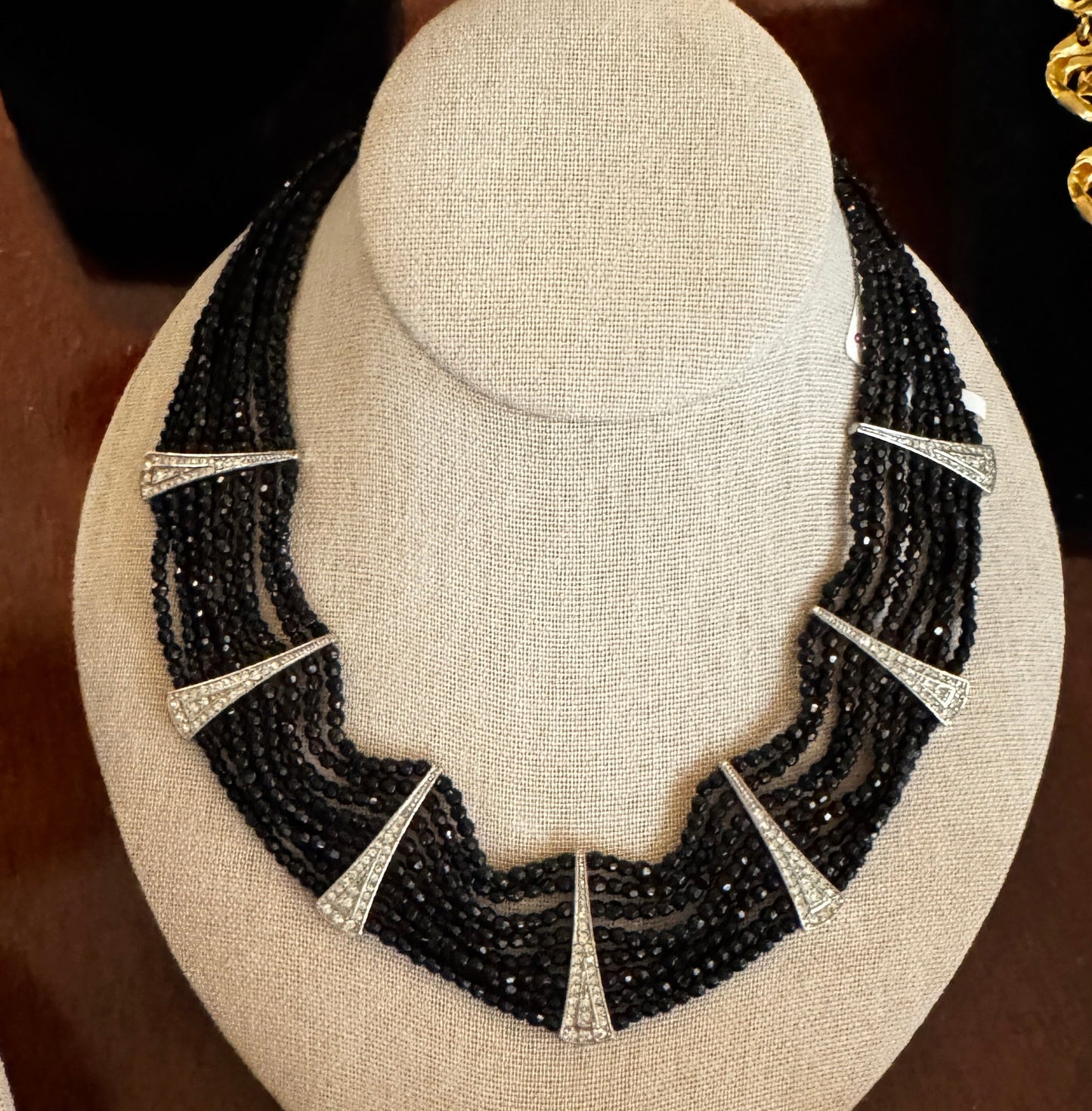 Napier Black Bead Bib Style Necklace