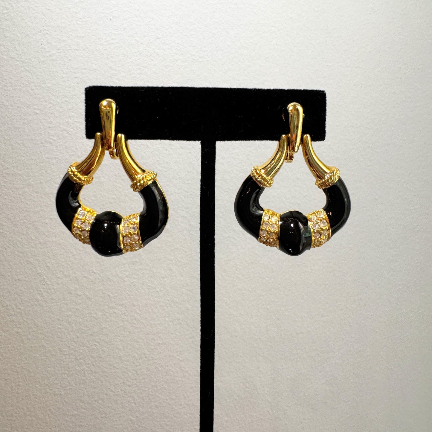 Black Enamel Dangle Earrings