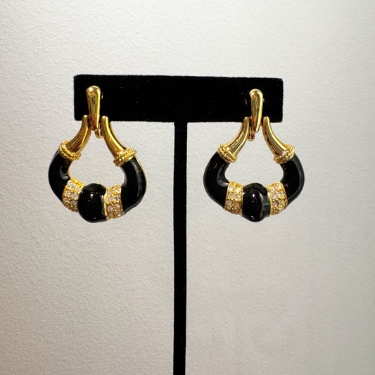 Black Enamel Dangle Earrings