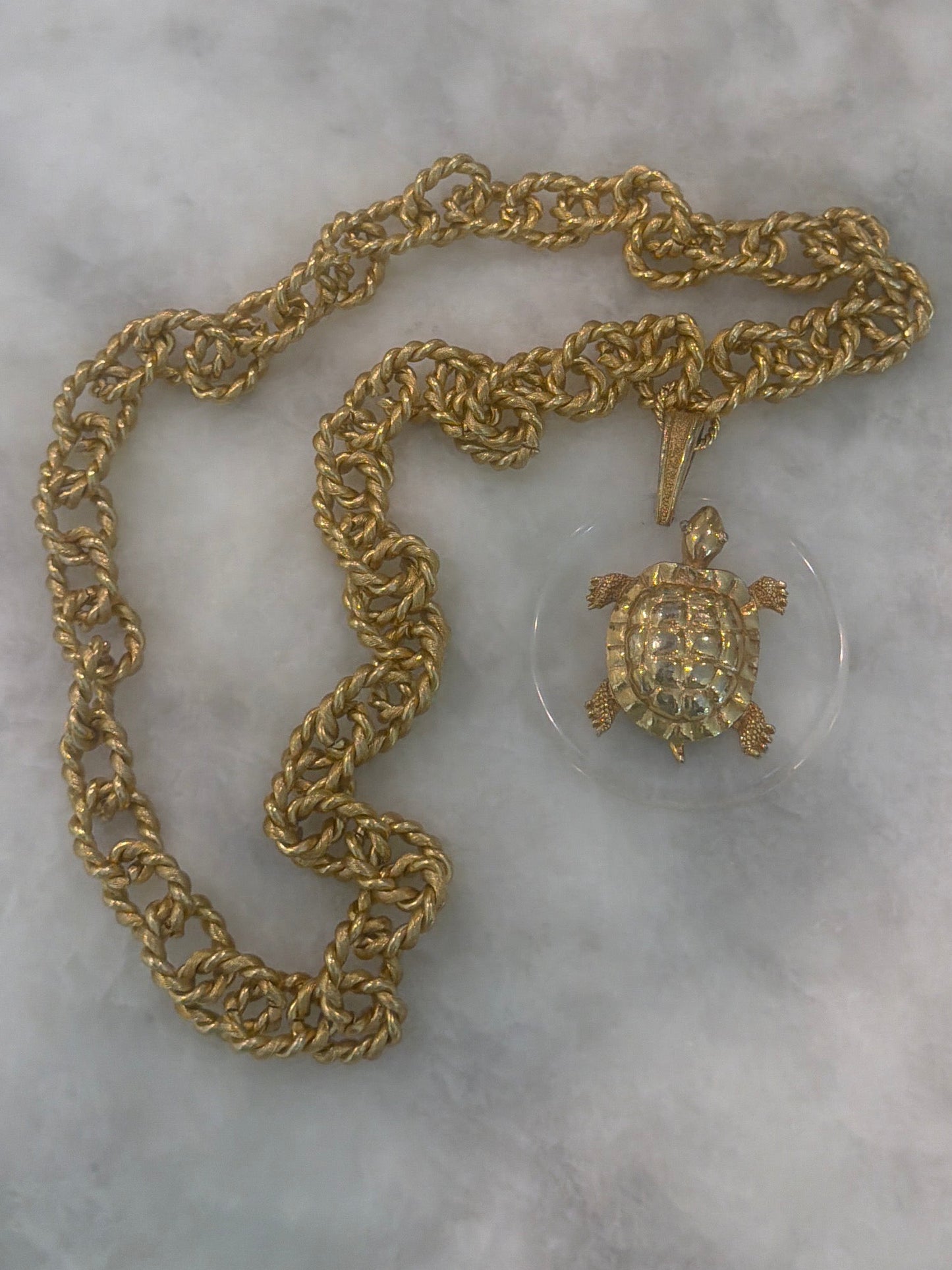 Lucite Turtle Pendant Necklace