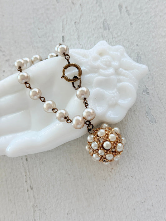 Vintage Pearl Charm Bracelet