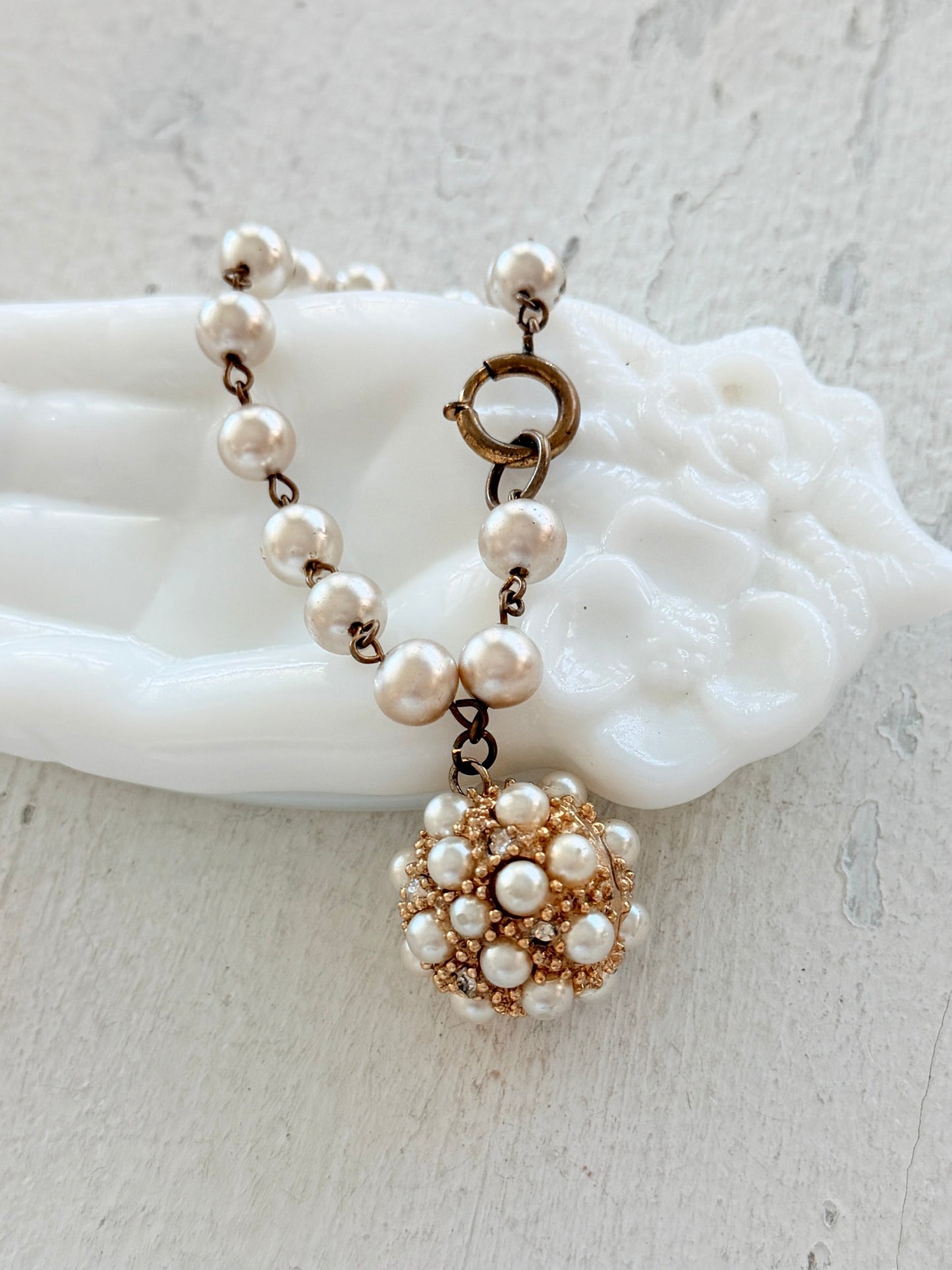 Vintage Pearl Charm Bracelet