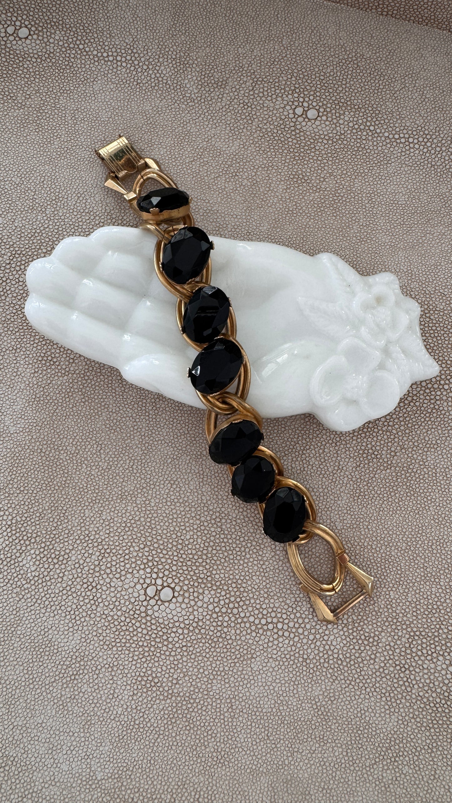 Black Glass Kafin Style Bracelet