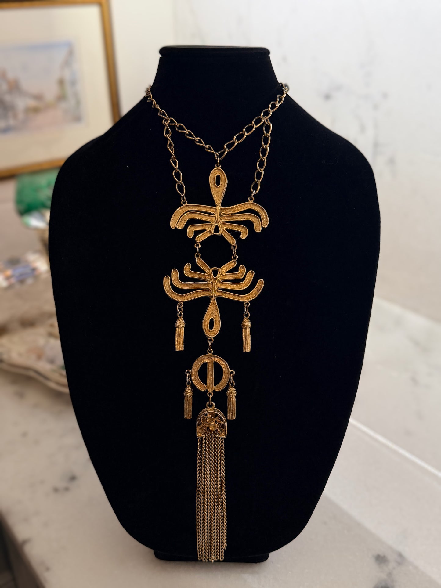 Etruscan Style Tassel Necklace