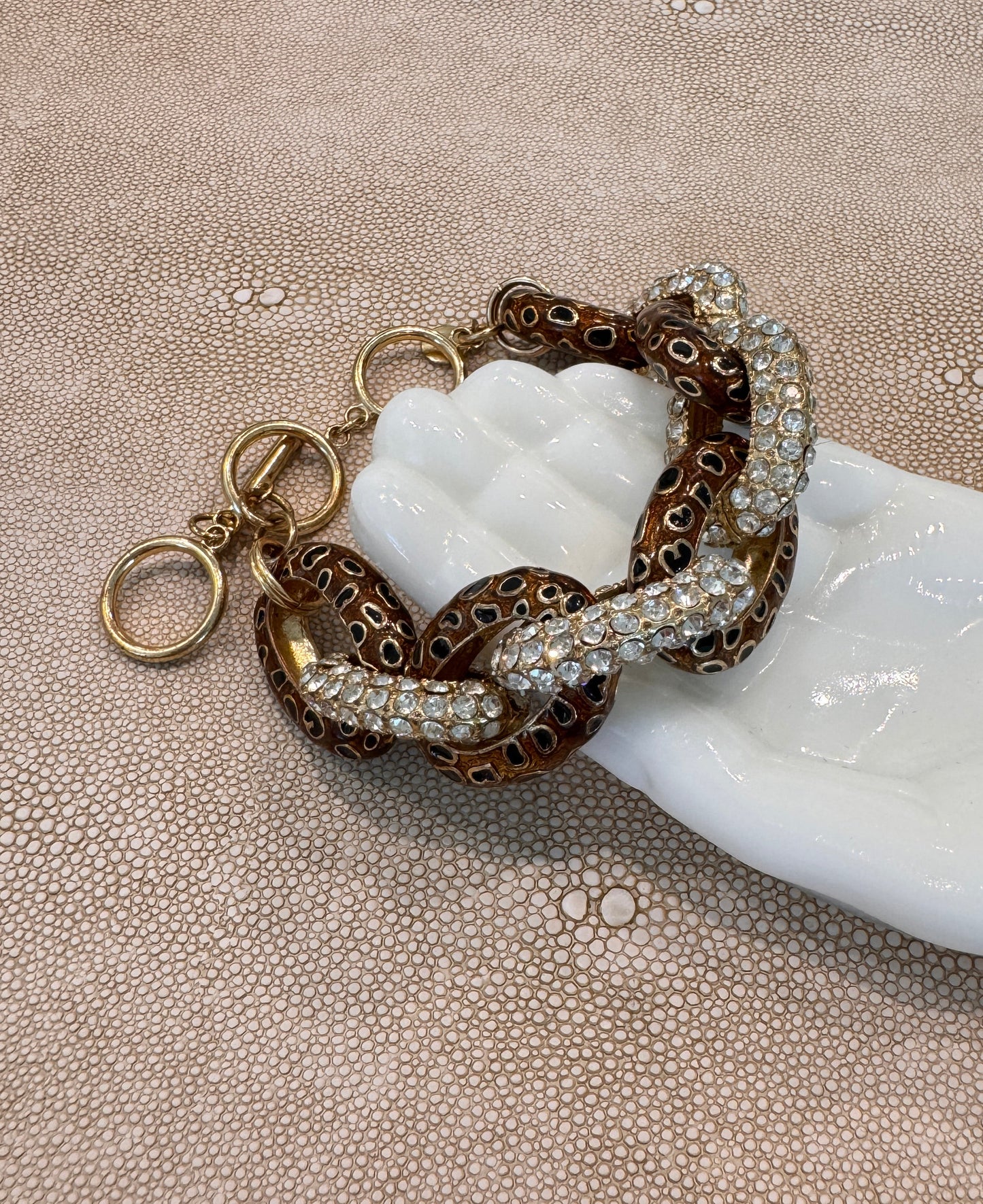 Animal Print Pave Rhinestone Link Bracelet