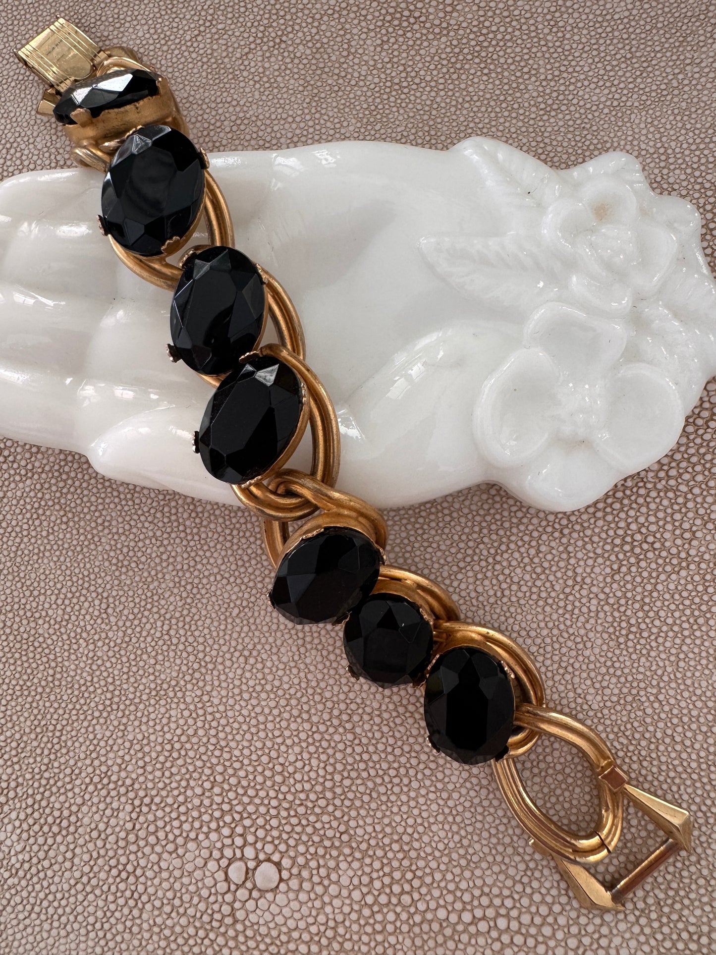 Black Glass Kafin Style Bracelet