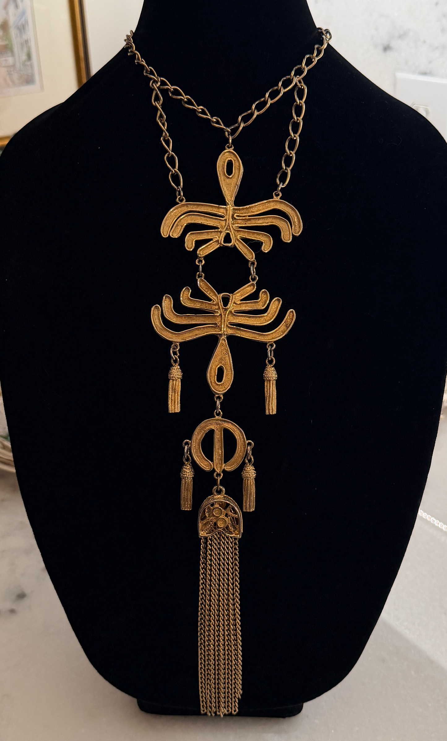 Etruscan Style Tassel Necklace