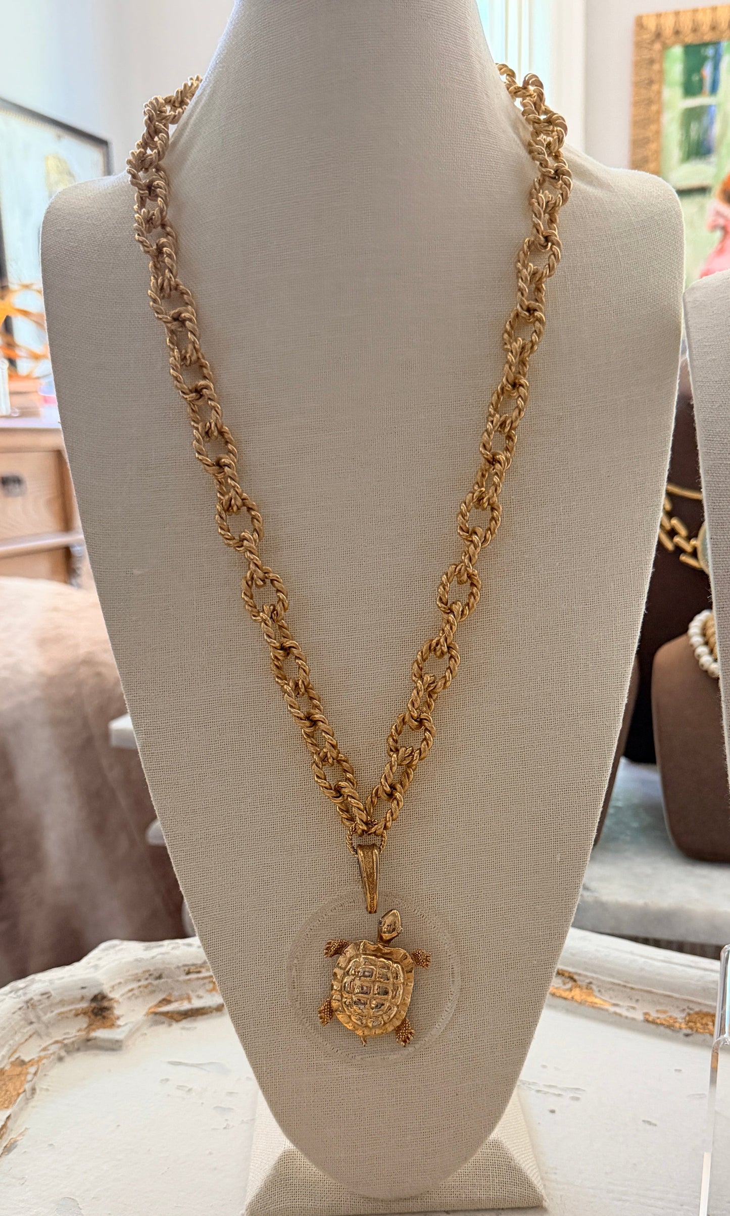 Lucite Turtle Pendant Necklace