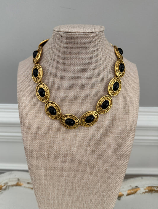 Black Cabochon Necklace