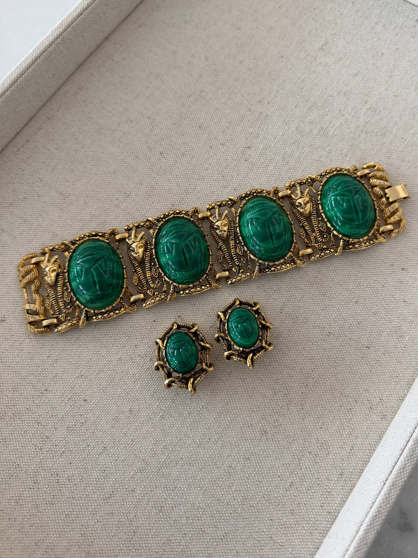 Egyptian Revival Scarab Set